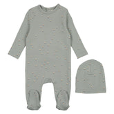 MEMA KNITS 2PC SAILBOAT FOOTIE + BEANIE